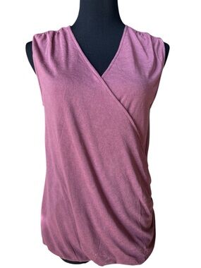 Athleta Sleeveless Wrap Top Mauve Pink Ruched Side Wrap Activewear Tank Size M
